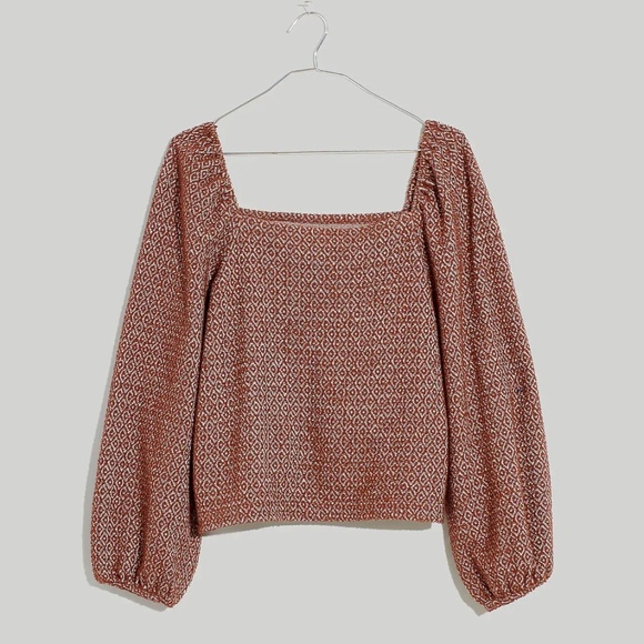 Madewell Jacquard Puff-Sleeve Crop Top M - Picture 4 of 5